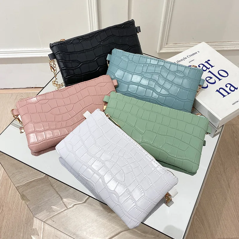 2022 Moda Zincir postacı çantası PU Deri Timsah Desen Koltukaltı omuzdan askili çanta Kadın Çantalar ve Çanta Telefon Sikke Çanta