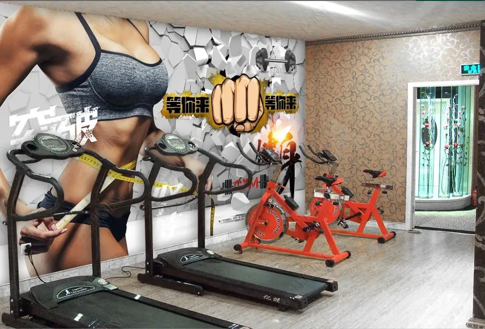 3d fotoğraf duvar kağıdı özel duvar Kırma Duvar Spor Salonu Fitness Kulübü Ev dekor duvar kağıtları rulo oturma odası 0