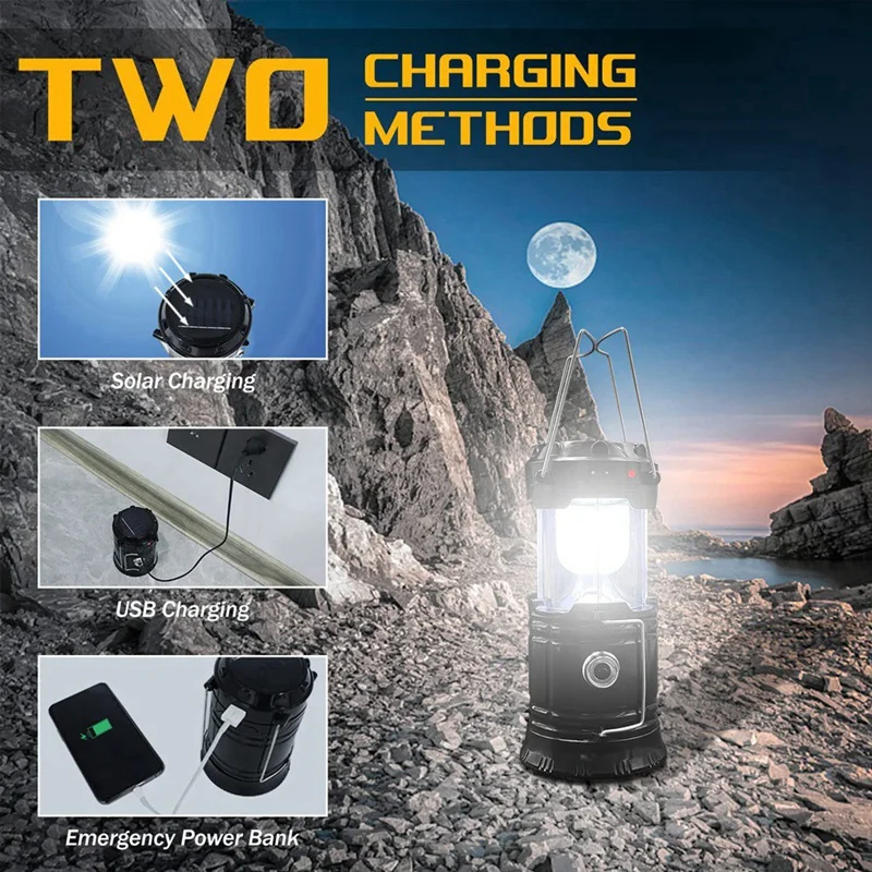 4 Adet USB şarj edilebilir şarj su geçirmez güneş katlanır kamp feneri telefon için LED güneş ışığı