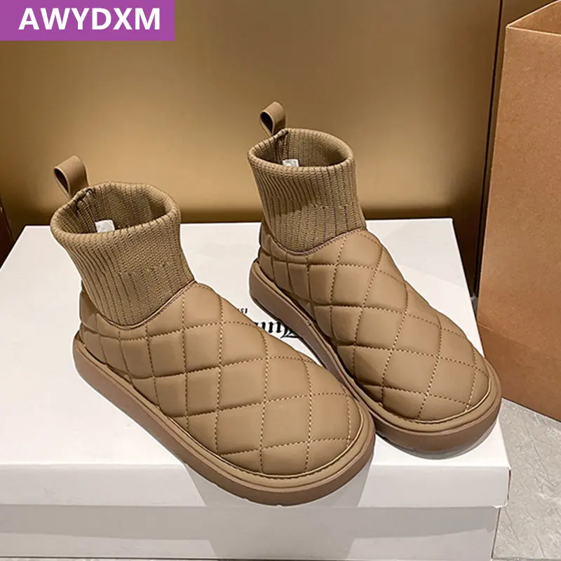 Ayak bileği Kış Flats Kar Botları Kadın Rahat yürüyüş ayakkabısı 2023 Yeni Moda Platformu Tasarımcı Marka Çizmeler Kadın Rahat spor ayakkabılar