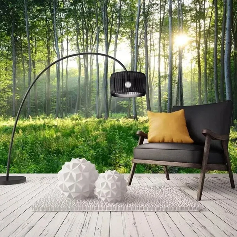 Bacaz Özel Duvar Güneş Manzara Doğal Orman Ağacı Duvar Kağıdı Yatak Odası Oturma Odası Duvar Ev duvar süsü 3D Papel De Parede