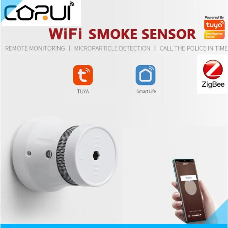 CORUI Tuya Zigbee Akıllı Duman dedektör sensörü güvenlik Alarm Sistemi Akıllı Yaşam App Duman Alarmı Yangın 0