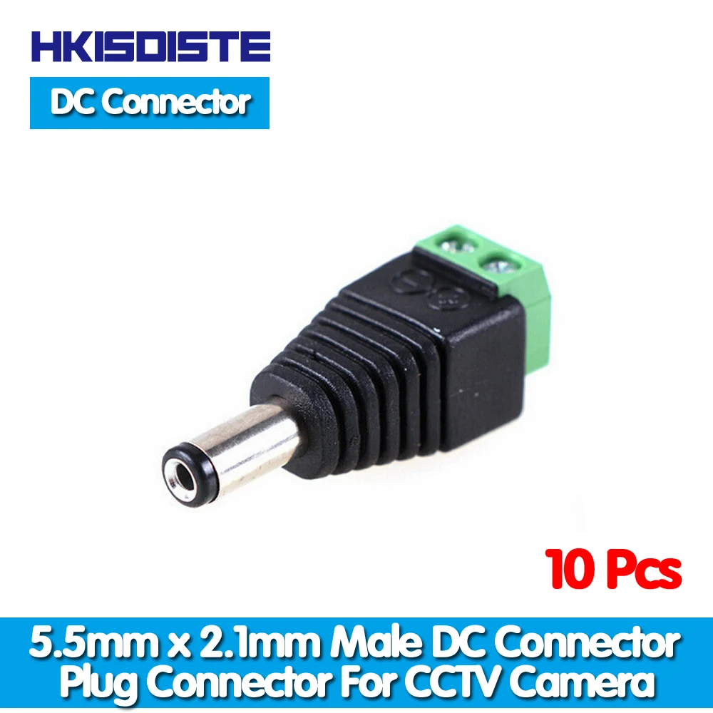 HKIXDISTE 10 adet/grup 5.5 mm*2.1 mm DC Konektörü CCTV Güç BNC Konektörü güvenlik kamerası
