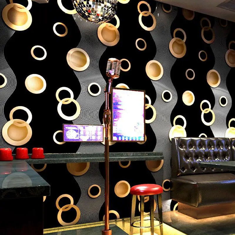 Ktv duvar kağıdı karaoke barlar flaş duvar kaplaması 3d stereoskopik yansıtıcı özel bar kutusu aydınlık yuvarlak arka plan duvar