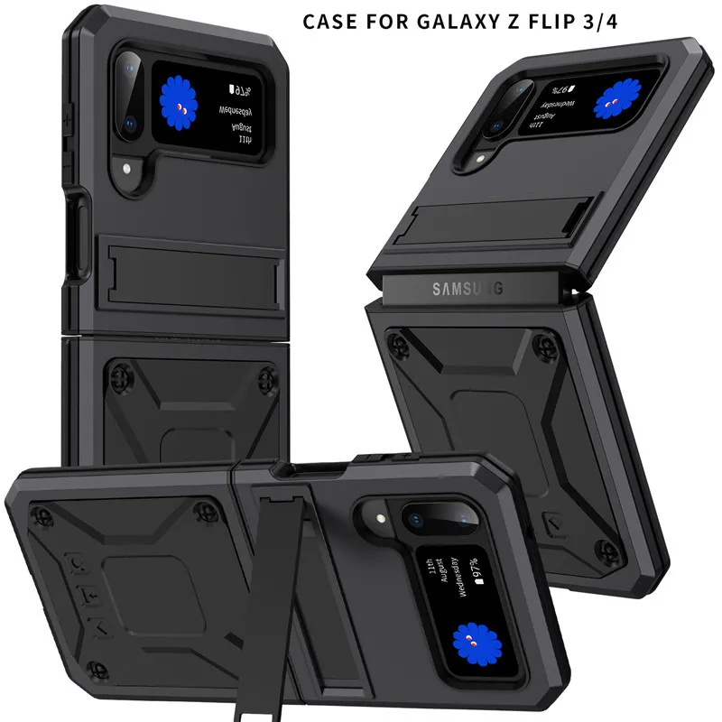 Metal Menteşe Her Şey Dahil Koruma samsung kılıfı Galaxy Z Flip 4 3 Ultra İnce Alüminyum Darbeye Dayanıklı Çerçeve Yumuşak Silikon Kapak