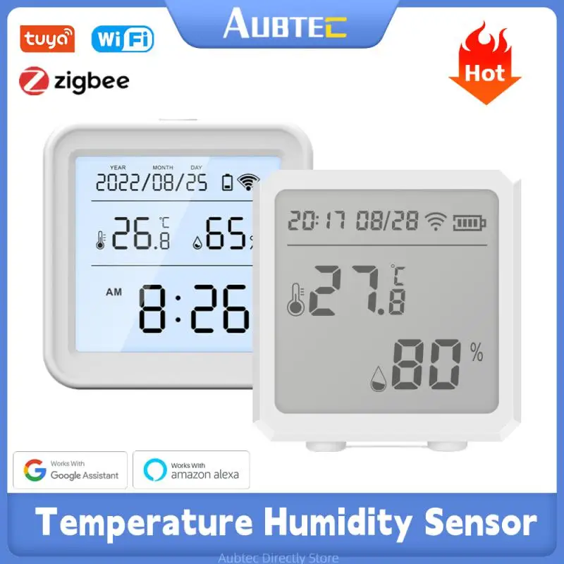 Tuya WİFİ ZigBee Sıcaklık Nem Sensörü App Kontrolü Akıllı Ev Higrometre Termometre İzleme Alexa Google Ev İçin