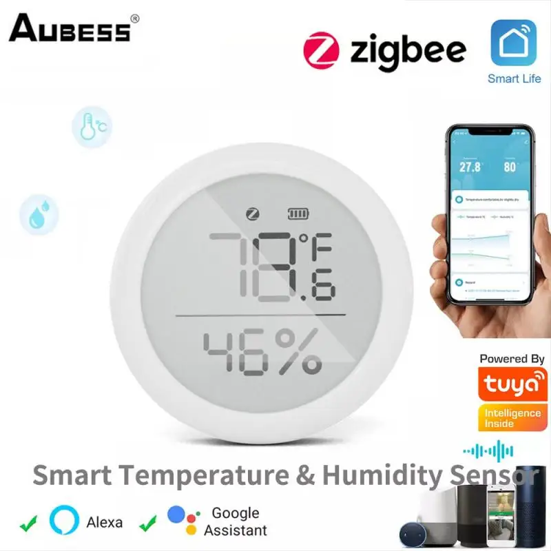 Tuya ZigBee Akıllı Ev Sıcaklık Ve Nem Sensörü İle LED Ekran Alexa Google Asistan İle Çalışır Ve Tuya Zigbee Hub