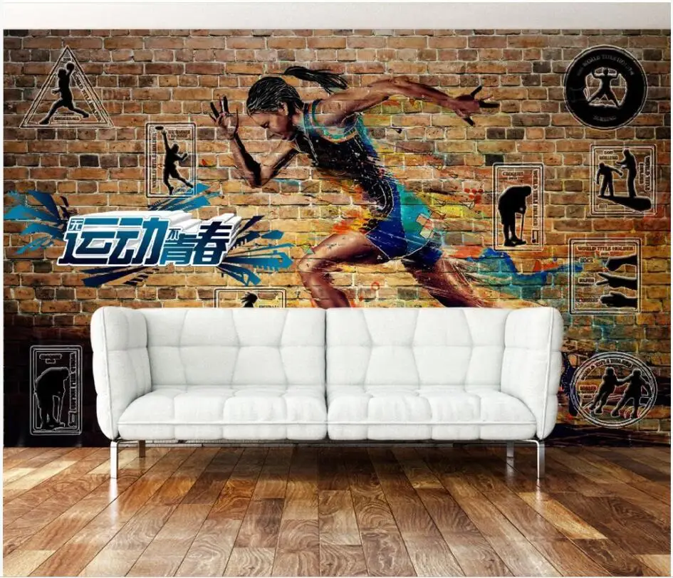 WDBH Özel fotoğraf 3d duvar kağıdı Retro nostaljik koşu spor rüzgar spor salonu dekor oturma odası 3d duvar resimleri duvar kağıdı duvarlar için 3 d