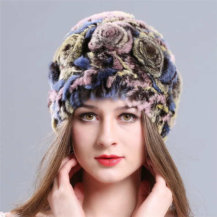 Yeni Dokuma Rex Kürk Şapka Kadınlar için Sonbahar ve Kış Kalınlaşmış Sıcak