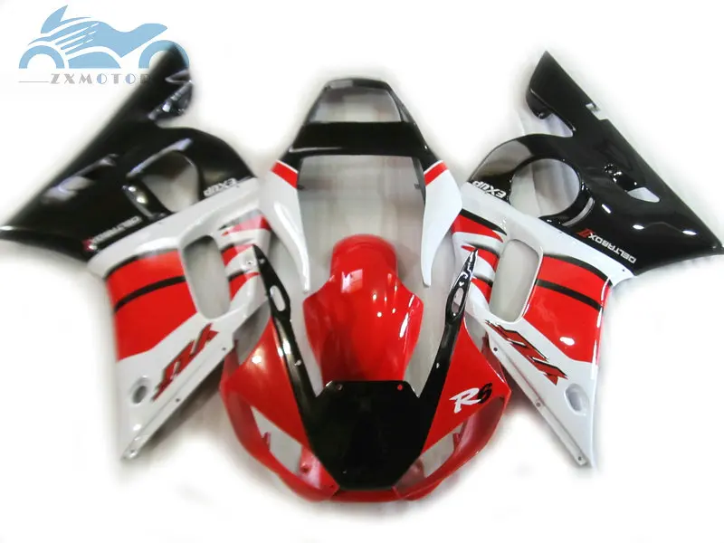 Özelleştirilmiş motosiklet kaporta kitleri YAMAHA R6 YZFR6 1998 1999 2000 2002 YZF R6 98-02 kırmızı siyah fairing vücut tamir takımları EB36 0