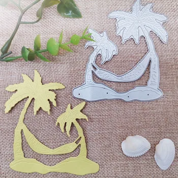 Yeni Metal Kesme Ölür Scrapbooking Hindistan Cevizi ağacı plaj salıncak DIY Albümü Kağıt Kart Craft Kabartma şablon Ölür 100 * 85mm