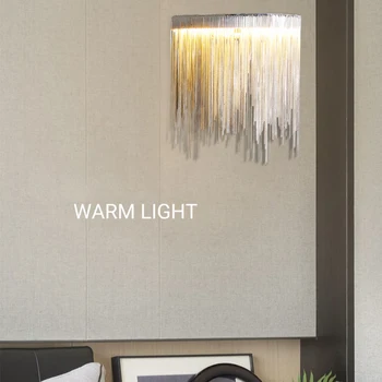 Yeni Modern Minimalist Duvar lambası Yatak Odası Başucu Lambası Basit Yaratıcı Oturma Odası Gümüş Püskül Duvar Lambası