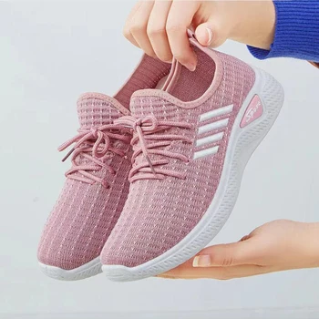Kadın rahat ayakkabılar Moda Nefes Yürüyüş Örgü düz ayakkabı Sneakers Kadınlar 2022 Spor vulkanize ayakkabı Beyaz Kadın Ayakkabı 3