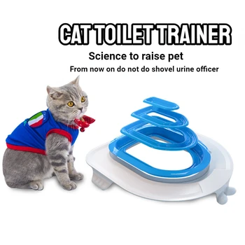 2022 Yükseltme Kedi Tuvalet Eğitmeni Kullanımlık Eğitim Tuvalet Kediler için Plastik Eğitim Seti Kedi kum kabı Mat Tuvalet Evcil Hayvan Aksesuarları