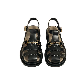 Roma Espadrilles Kauçuk Kapalı Ayak Rahat Lüks Elbise Hakiki Deri Lüks Tasarımcılar Kadın Sandalet Vintage parti ayakkabıları