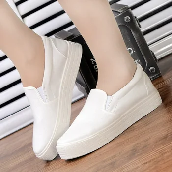 2020 ilkbahar ve sonbahar yeni tembel gündelik ayakkabı ayakkabı kadın trend moda kalın alt pedalı öğrenci vahşi tuval küçük beyaz ayakkabı 0