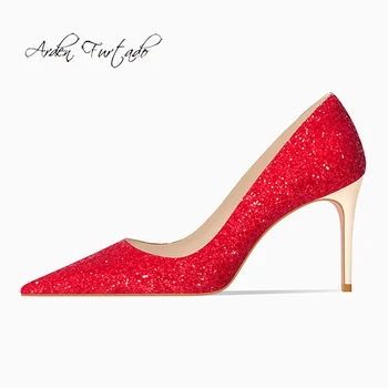 Arden Furtado bahar 2021 moda kadın ayakkabısı sivri burun Sığ ağız stilettos topuklu Sequins zarif Bayramlar düğün ayakkabı