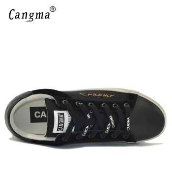CANGMA Lüks Marka Tasarımcısı Spor Ayakkabı Kadın Sonbahar Siyah kanvas sneaker Kızlar için Bayan Flats rahat ayakkabılar Kadın 2021