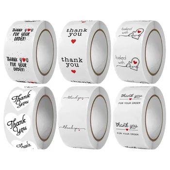 500 adet 1 inç Beyaz Teşekkür Ederim Çıkartmalar Zarf Hediye Sızdırmazlık Sticker DIY Zanaat Malzemeleri El İşi Ambalaj Etiketi İşareti Dekorasyon