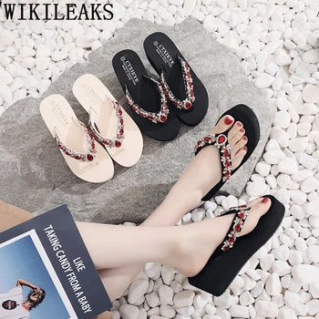 kama sandalet platformu slaytlar taklidi terlik kadın yaz moda tasarımcısı terlik elmas slaytlar plaj terlikleri тапочки