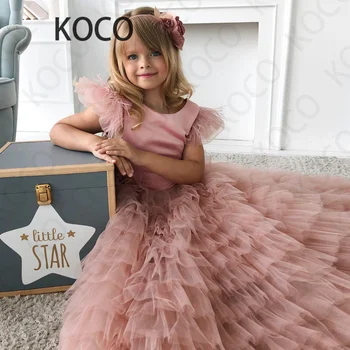 JONANY Bebek Çiçek Kız Elbise Prenses Doğum Günü Robe De Demoiselle Çocuklar Gelin Yay Aplikler Parti Kıyafeti Iletişim İçin