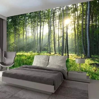 Bacaz Özel Duvar Güneş Manzara Doğal Orman Ağacı Duvar Kağıdı Yatak Odası Oturma Odası Duvar Ev duvar süsü 3D Papel De Parede 2