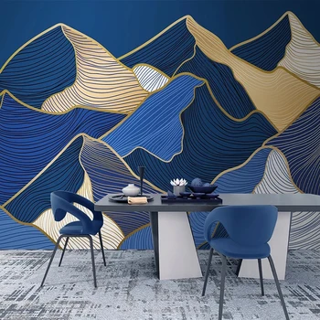 Özel duvar kağıdı 3D Modern ışık lüks soyut çizgi dağ tepe manzara fresk oturma odası yatak odası Papel De Parede