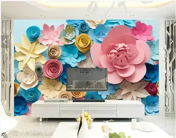 özel fotoğraf 3d duvar kağıdı HD renkli gül kağıt çiçek arka plan oturma odası ev dekor 3d duvar resimleri duvar kağıdı duvarlar için 3 d