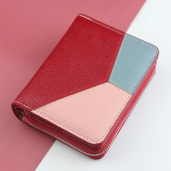 Kadın Cüzdan Yeni Moda Pembe Geometrik bozuk para cüzdanı Bayanlar İçin İki Kat Fermuar küçük cüzdan Çok Fonksiyonlu Ekleme Kartı Paketi