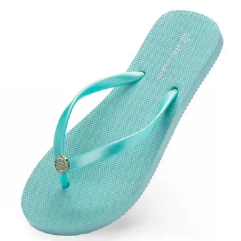 Kadın Yaz Düz topuklu sandalet Tatlı Şeker Renk Altın Düğme Flip Flop Kaymaz Tanga Terlik Rahat plaj ayakkabısı