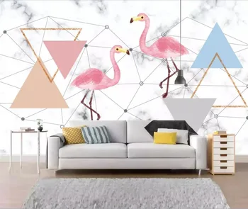 İskandinav el boyalı geometrik çizgiler flamingo arka plan duvar dekorasyon boyama resimleri