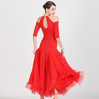 Balo salonu elbise standart kadın balo salonu dans elbiseleri İspanyol elbise saçak balo salonu uygulama giyim kırmızı flamenko elbise kostümleri 0