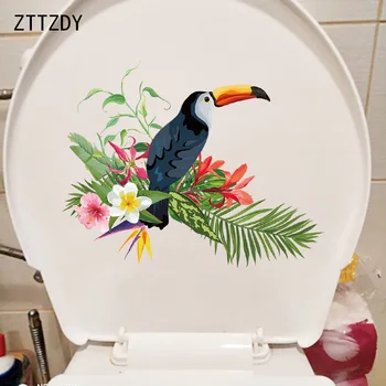 ZTTZDY 24.7×19.4 CM Çiçekler Ve Kuşlar Moda Çocuk Odası Duvar Çıkartmaları Ev WC Tuvalet Çıkartmaları T2-1264