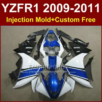 Motosiklet mavi beyaz vücut parçaları YAMAHA fairings YZFR1 2009 2010 2011 YZFR1 09 10 11 12 R1 kaporta YZF1000 R1 +7 Hediyeler