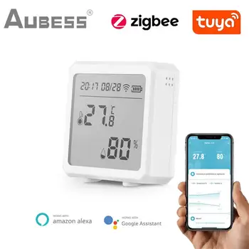 Aubess Tuya Akıllı WİFİ Sıcaklık Ve Nem Sensörü Zigbee Nem Sensörü Akıllı Ev Kontrolü Alexa Google Ev İle Çalışmak