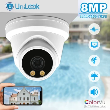 Hikvision Uyumlu 8MP ColorVu POE IP Kamera 2.8 mm Lens Ses Hareket Algılama IP66 Taret CCTV Gözetim Kamera H. 265 Danale