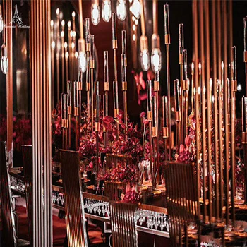 8 Kafaları 1.4 m Düğün altın şamdan düğün masa ayarı yönlü kılavuz Mekan düzeni sahne tatil parti dekorasyon malzemeleri