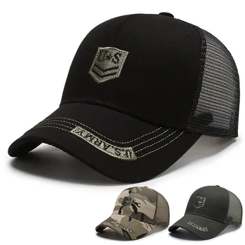 2022 yeni şapkalar erkekler kamuflaj askeri şapka moda işlemeli örgü şapka nefes açık spor kap