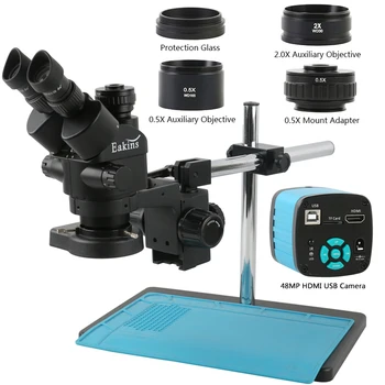 7X 45X 3.5 X 90X Simul-fokal Trinoküler Stereo Mikroskop HD 2K 1080P 48MP HDMI USB Endüstriyel Video Mikroskop Lehimleme Kamera