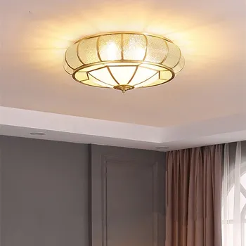Avrupa tarzı tüm bakır led tavan lambası oturma odası yatak odası çalışma koridor koridor Çin tarzı cam tavan lambası