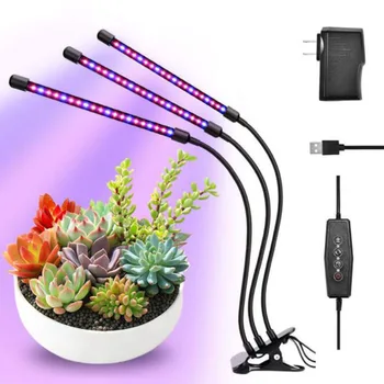 3 KAFA Zamanlama USB LED bitki büyümek ışık büyüyen ayarlanabilir Phyto lamba denetleyicisi kapalı çiçek odası yeşil ev U26