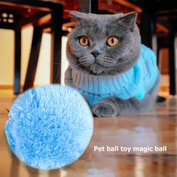 Pet Sihirli Rulo Topu Oyuncak Köpek Kedi Akülü Otomatik Peluş Haddeleme Topu İnteraktif Komik Zemin Temizleyici 2