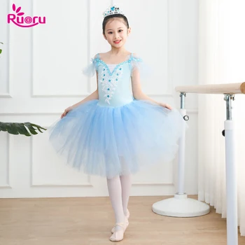 Ruoru Kız Bale Tutu Elbise Profesyonel Çocuk Dans Parti Elbise Performans Balerin Kostüm Prenses Kız Elbise Leotard