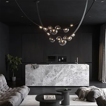 Sanat dekoru siyah kahverengi kemer ışık LED kolye ışık kapalı Lamparas De Techo lüks lamba ev dekorasyon Modern süspansiyon