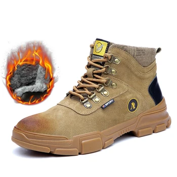 Güvenlik iş ayakkabısı Erkekler İçin Hafif Çelik Ayak iş çizmeleri Erkek İnek Derisi Delinme Geçirmez Anti-smashing İnşaat Açık Martin Çizmeler