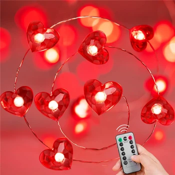 2m 3m Kırmızı Kalp Dize ışıkları Sevgililer Günü Hediyesi için Kız Arkadaşı için Odası Bahçe Dekorasyon Tatil Düğün Parti Dekorasyon