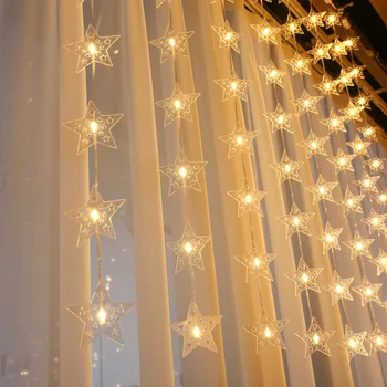 LED Dize İşıklar Noel Dekorasyon Perde ışık Uzaktan Kumanda Tatil Düğün Peri Garland ışıkları Ev yatak odası dekoru 3