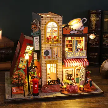 Dıy kitap rafı Minyatür Raf Ekleme Bookend Dollhouse Modeli Roombox Kiti Ahşap Kitaplık Hediyeler Ev Mikro Dekor Çocuklar İçin W5m6