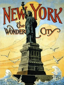New York Wonder City Vintage Retro Seyahat Metal Tabela Posteri