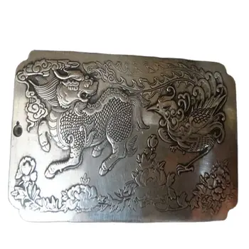 Archaize MiaoYin marka Qing hanedanı ince gümüş bel etiketi bel